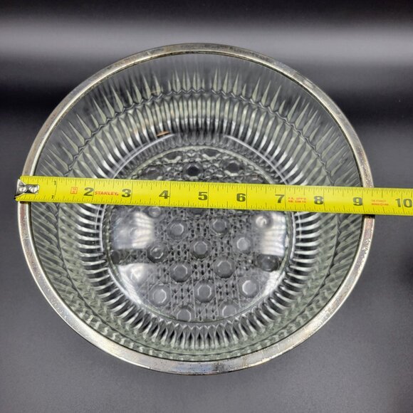 Vintage Crystal Heavy Cut Glass Bowl Rimmed With Silver Made In England Read - Picture 7 of 8